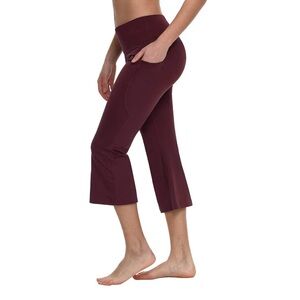 Baleaf Women's Maroon Yoga Cropped Pants